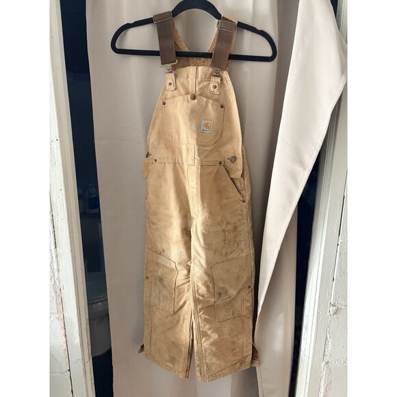Carhartt Other - Vintage Carhartt Bibs Overalls Brown Double Knee Lined Canvas Kids M Seasoned